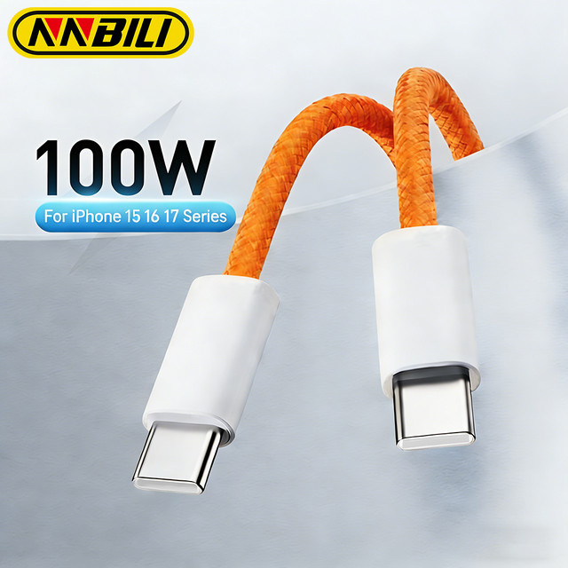 NNBILI USB-C auf USB-C Ladekabel 100W in Orange für iPhone, MacBook, iPad und Samsung - Bild 1