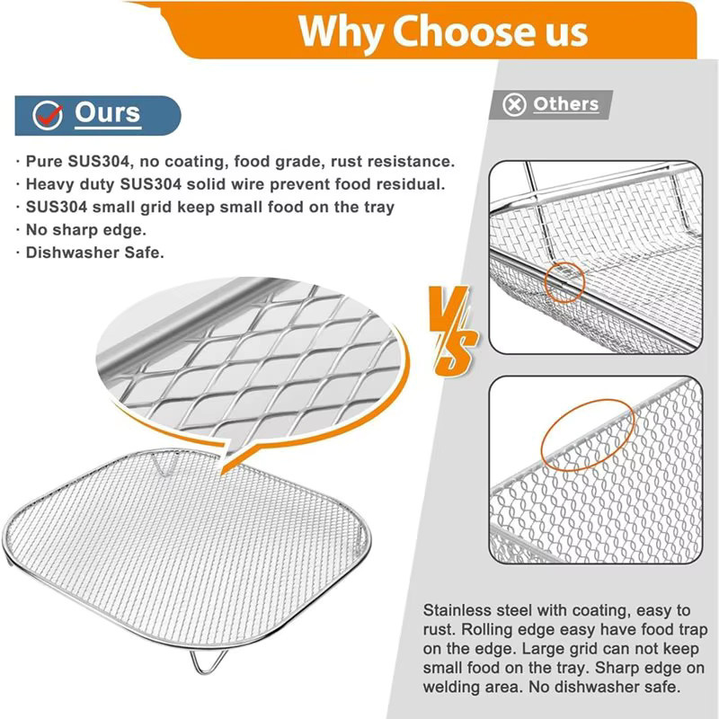 ABUD Crisper Tray Zubehör für Ninja Crispi FN100 und Ninja Crispi Pro AS101, Edelstahl SUS304, Silber - Bild 1