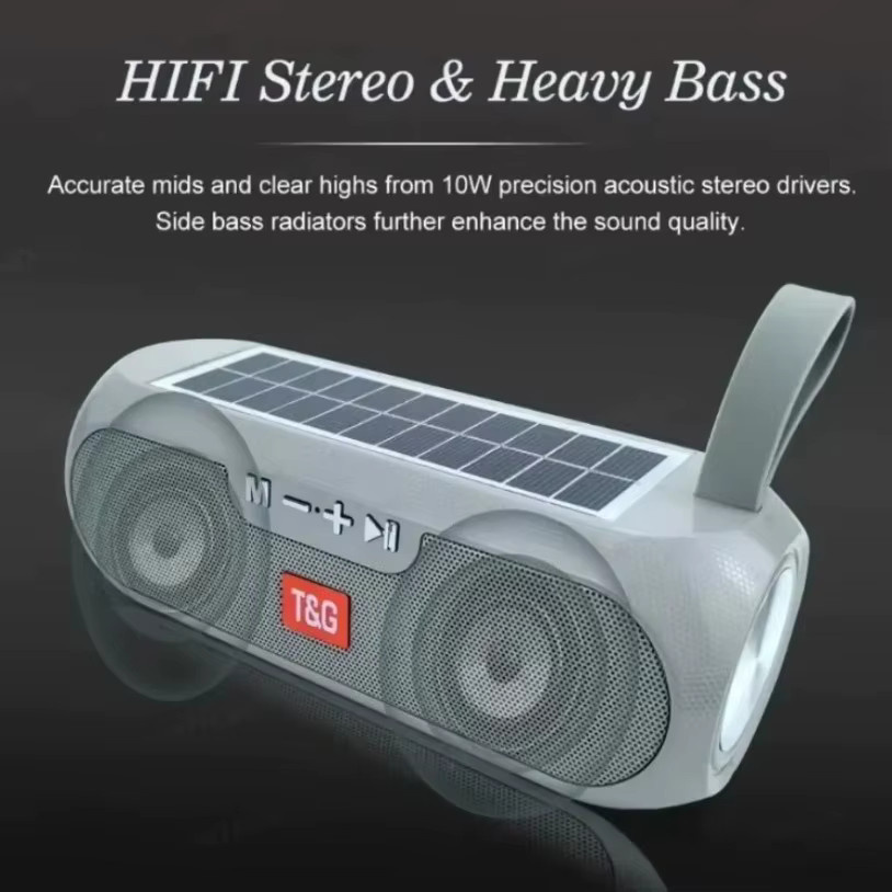 VIKEFON TG182 Tragbarer Solar-Boombox Outdoor-Lautsprecher 10W Schwarz mit USB-A, 3,5 mm Jack, FM-Radio und Wasserdichtigkeit - Bild 2