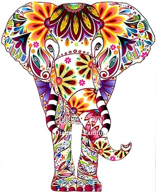 FIYO 5D-Diamantgemälde Elefant als Diamant-Stickerei in Schwarz und Multicolour, B/H: 30 x 20 cm - Bild 1