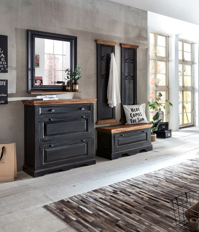 SIT-Möbel CORSICA Dielen-Set 18000-30 aus Mango Holz in Schwarz und Braun im rustikalen Design - Bild 1