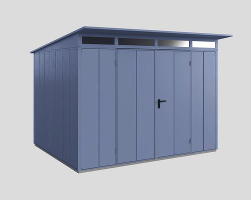 Ecostar Gerätehaus Elegant-P aus Metall in Blau mit Pultdach und Doppeltür, B/H/T: 302,8 x 232,3 x 238 cm - Bild 1