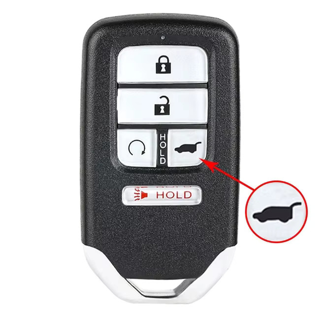 Honda Smart Remote Schlüsselanhänger mit 5 Tasten und ID47 Chip für Pilot, CR-V und Civic, 433 MHz, Schwarz - Bild 2
