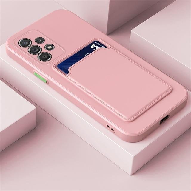 Samsung Handyhülle aus Flüssigsilikon mit Kartensteckplatz in Pink für M53 5G M33 M23 M13 M42 M32 M51 M31 M31S M12 - Bild 1