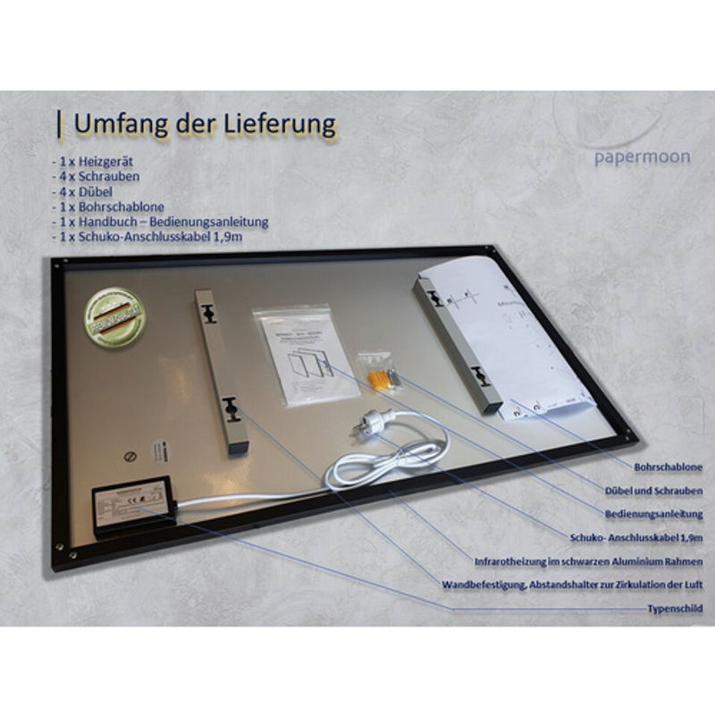 papermoon Infrarotheizung EcoHeat Abstrakte fliessende Linien in Bunt mit Matt-Effekt, App-Steuerung und Überhitzungsschutz, B/H/T: 120 x 60 x 6 cm - Bild 2