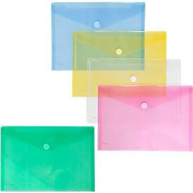 FolderSys Dokumententasche DIN A4 quer, 10er Pack, farbsortiert, transparent - Bild 1