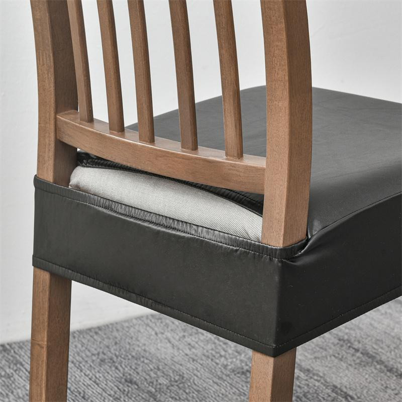 Wasserdichter und schmutzabweisender elastischer Stuhlbezug aus PU-Leder in Schwarz für Esszimmer und Büro - Bild 1