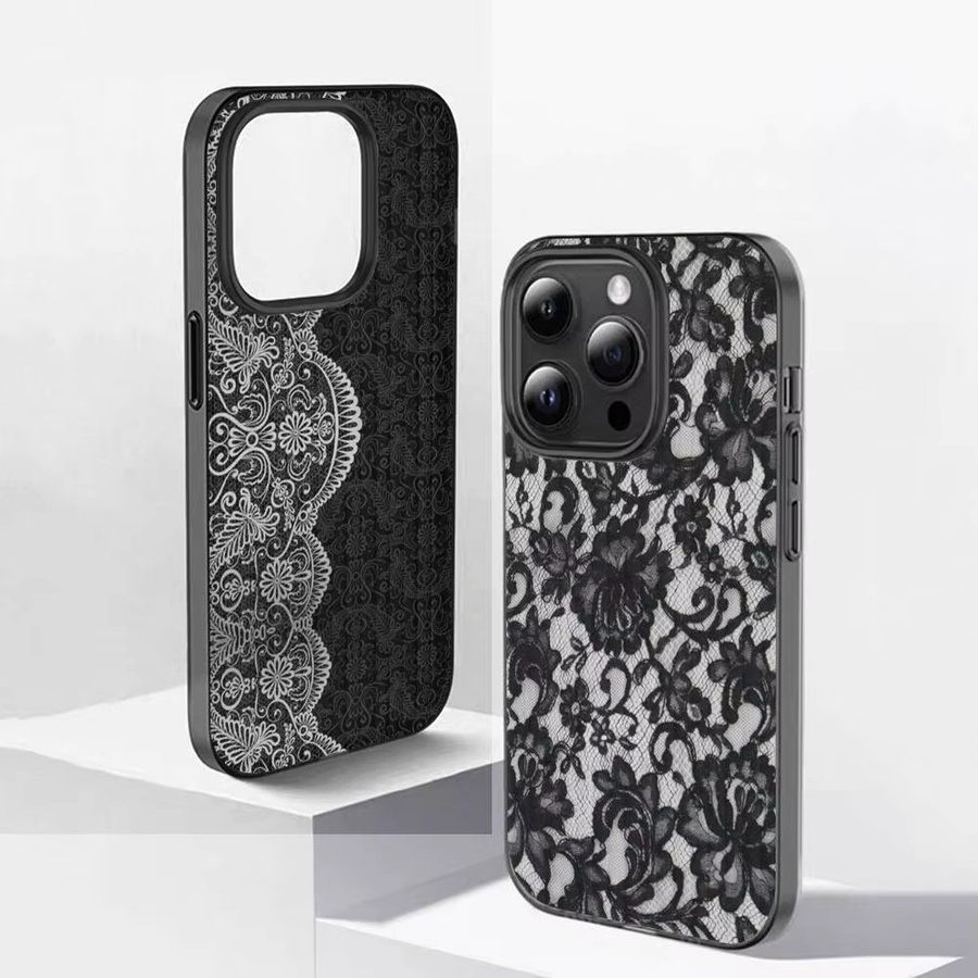 Potdemiel Handyhülle mit gewelltem Muster für iPhone 17 16 15 14 13 12 11 Pro Max Plus, matt und stoßfest, Schwarz - Bild 1