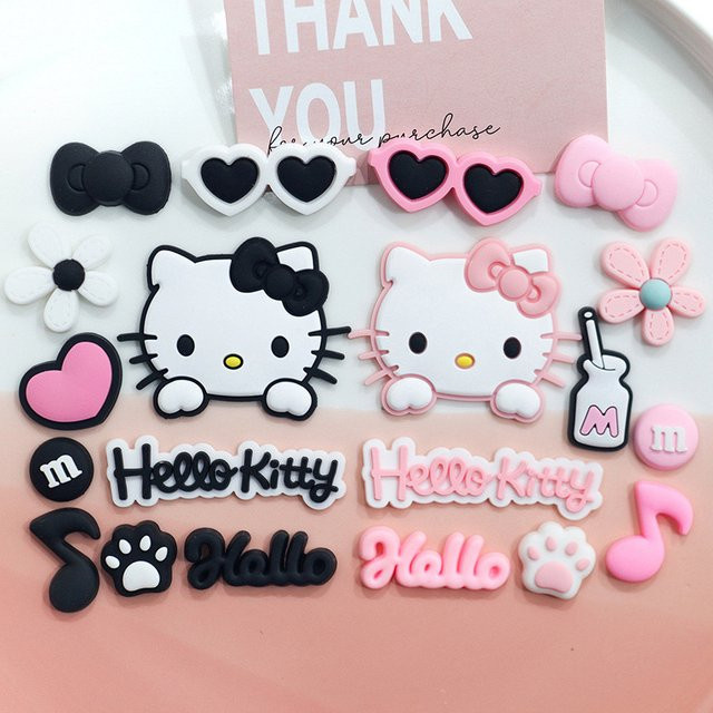 Mesuca Hello Kitty Schuhanhänger-Set, Rosa und Schwarz, Damen und Mädchen - Bild 1