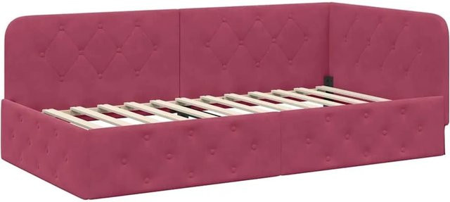 vidaXL Eckbettgestell mit Kopfteil in Rot, Samt, B/T/H: 90 x 200 x 140 cm - Bild 1