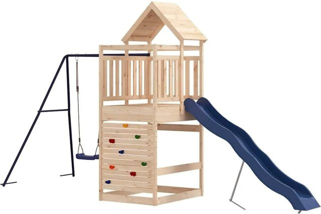 vidaXL Spielturm aus Kiefernholz in Blau und Mehrfarbig - Bild 1