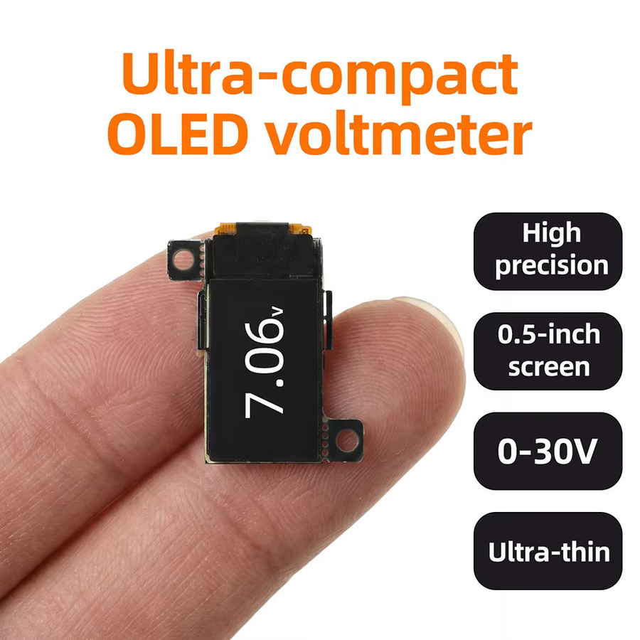Gaqqee Mini-Digital-Spannungsprüfer Ultraschlankes Voltmeter mit 0,5-Zoll-OLED-Panel DC 0–30 V in Schwarz - Bild 2