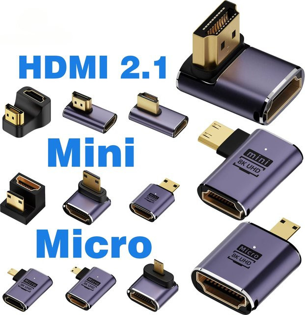 BSN HDMI 2.1 Kabeladapter Mini Micro HDMI zu HDMI Konverter, 48 Gbps, 8K60 Hz und 4K120 Hz, Schwarz - Bild 1