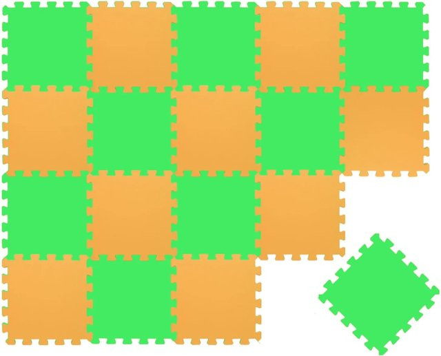 LittleTom Baby & Kinder Puzzlematte aus EVA-Schaumstoff, 18 Stück, Hellgrün & Gelb, B/T: 30 x 30 cm - Bild 1