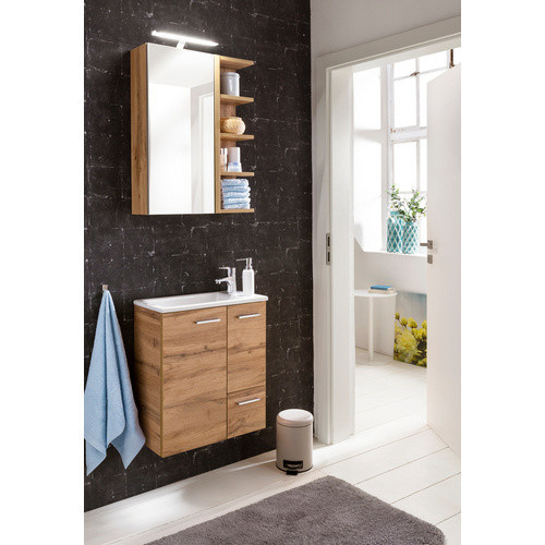 Schildmeyer LED-Spiegelschrank Matteo in Eiche Landhaus, Farbe Braun, B: 50,3 cm, H: 74,8 cm - Bild 3