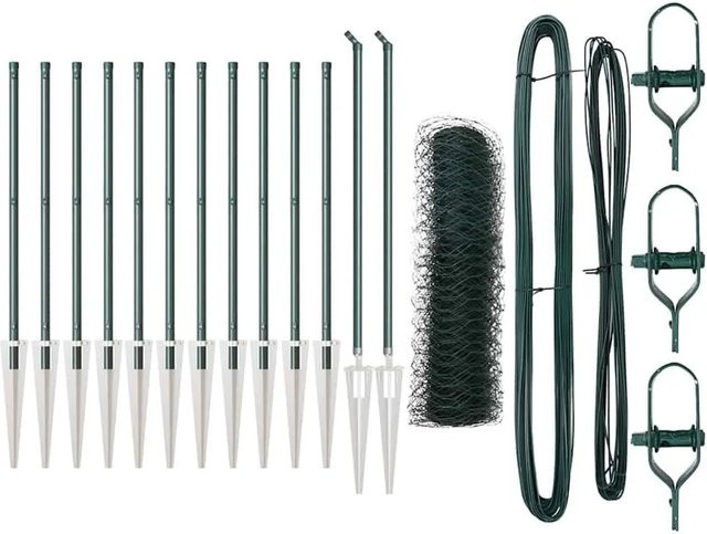 vidaXL Zaunpfosten aus Stahl und PVC in Grün, Höhe: 0,6 m, Breite: 36 mm - Bild 1