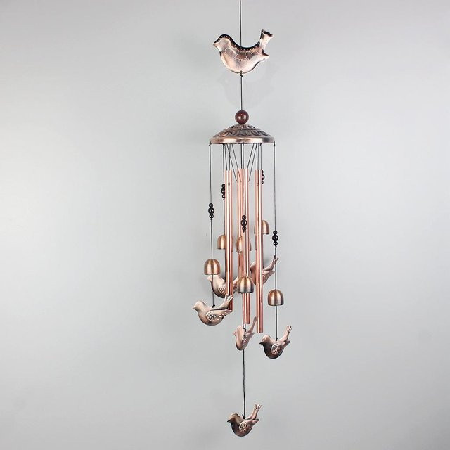 Tierisches Windspiel von Yiran Furniture als hängender Schmuck aus Metall in Rot und Kupfer mit Vogel-Motiv für die Gartendekoration - Bild 1