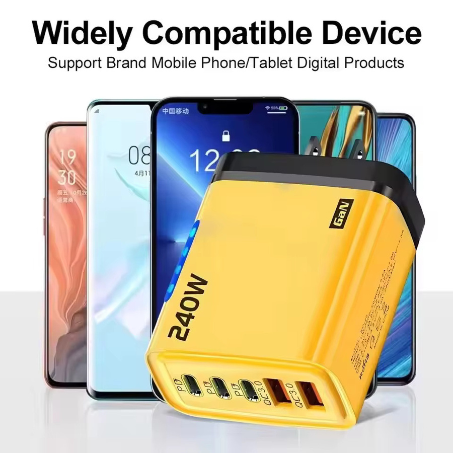 5-in-1 GaN Desktop-Ladegerät mit 240W Schnellladungsadapter, USB-C und 2 USB Anschlüssen für iPhone, Samsung und Laptop - Bild 3