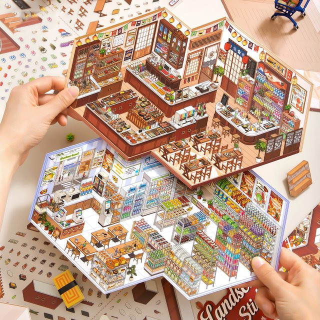 Mr. Paper Shop Management-Aufkleber im 3D-Design, 4 Stück, Multicolour, für DIY-Scrapbooking und Diorama-Tagebuch - Bild 1