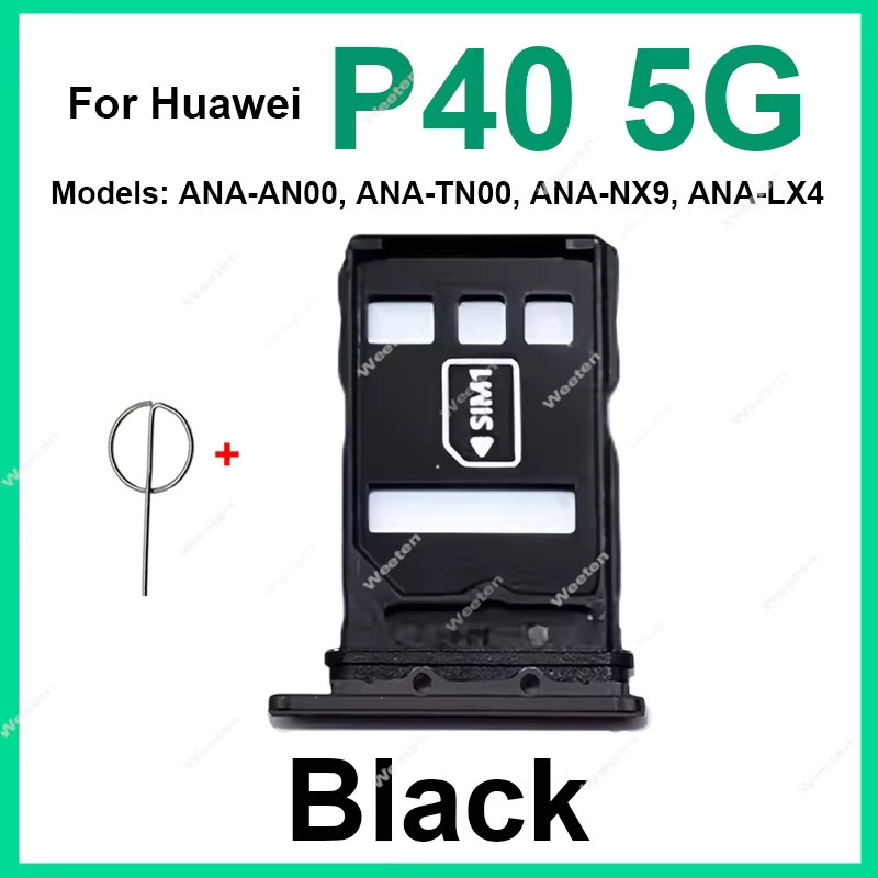 SIM-Kartenhalter Adapter für Huawei P40 Pro Plus Lite 4G 5G in Schwarz - Bild 2