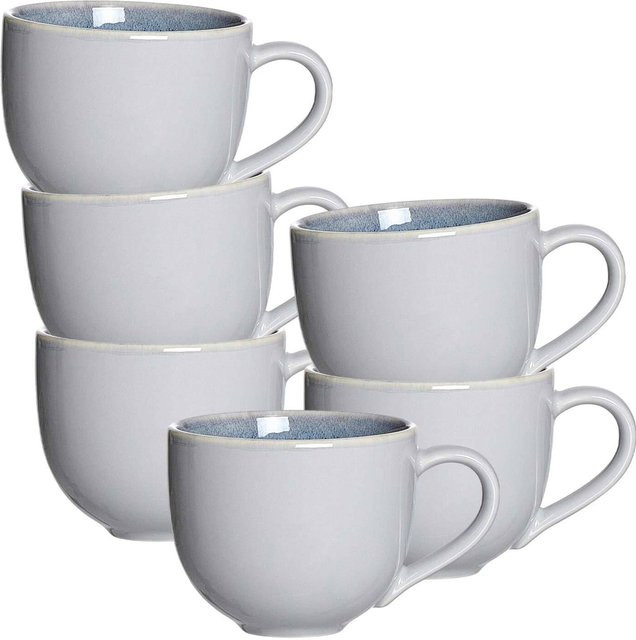 Ritzenhoff & Breker Kaffeetassen Skagen Stone aus Keramik, Grau, 6er Set, 220 ml - Bild 1