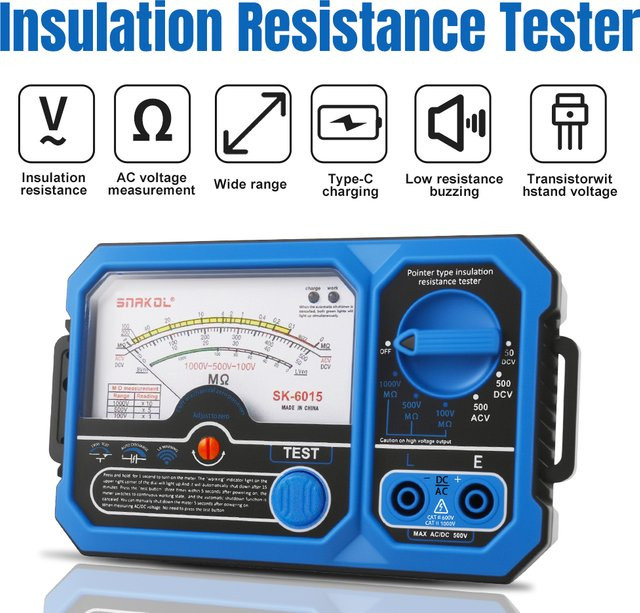 SNAKOL Analog Multimeter Universal Meter mit Zeigeranzeige für AC/DC Spannung, Strom und Widerstand in Blau - Bild 1