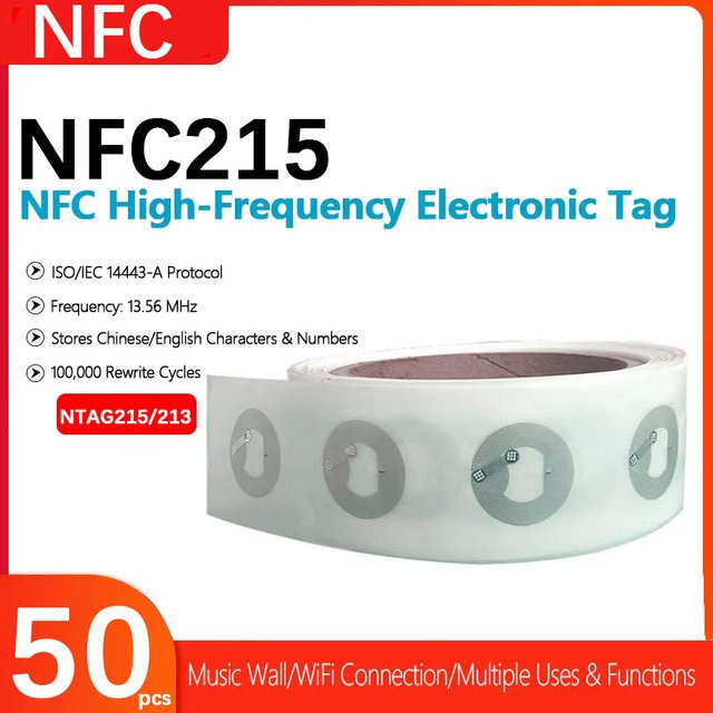 50 Stück NFC Nassklebeetiketten Ntag 213 Chip als NFC-Aufkleber in Weiß - Bild 1