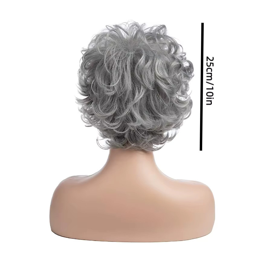 LEKSE Perücke, silbergrau, Pixie-Locken mit Pony, Synthetik - Bild 2
