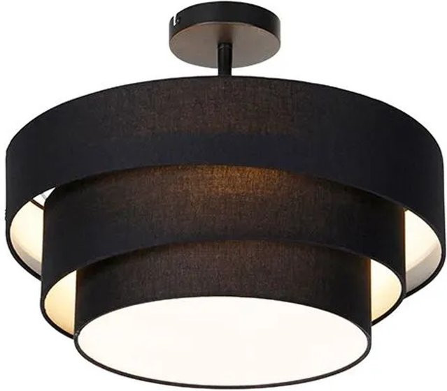 QAZQA Moderne Deckenleuchte Drum Trio in Schwarz, 3-flammig, Durchmesser: 45 cm - Bild 1