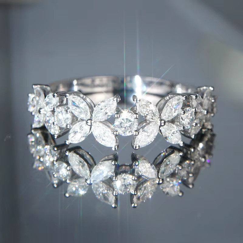 Huitan Ring, Blumen Design, Zirkonia, Silber, Damen - Bild 2