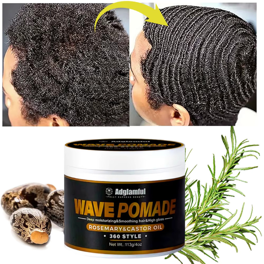 Adglamful 360-Grad-Wellen-Pomade, Paste für Herren, Rosmarin, Rizinusöl, 113 g - Bild 3