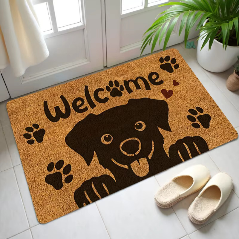 VIKAMA Cartoon-Fußmatte mit schwarzem Hund, rutschfester und verschleißfester Teppich aus Kokos, Farben: Schwarz und Braun, B/T: 80 x 50 cm - Bild 3