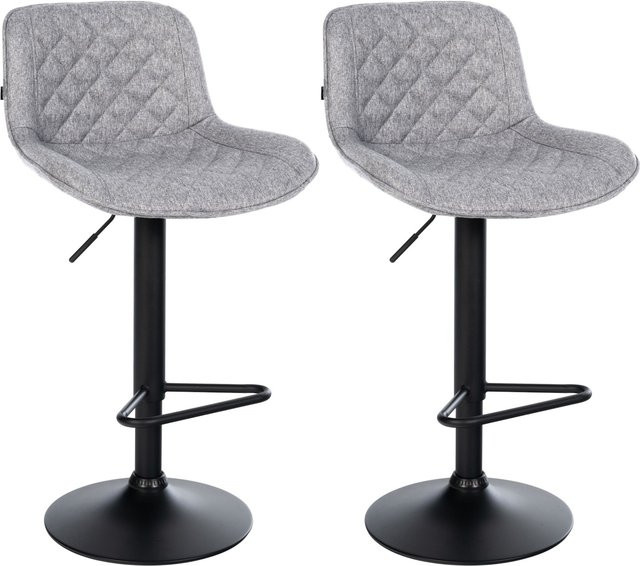 CLP Barhocker 2er Set Kasson Barstühle grau mit Rückenlehne, höhenverstellbar und drehbar, modern mit gepolsterter Sitzfläche und Fußablage - Bild 1