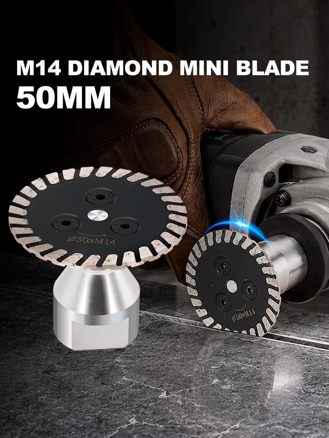 XCAN Mini-Diamantsägeblatt Turbo-Trennscheibe mit M14-Gewinde und abnehmbarem Flansch zum Schneiden von Granit, Marmor und Stein, Durchmesser: 50 mm - Bild 7