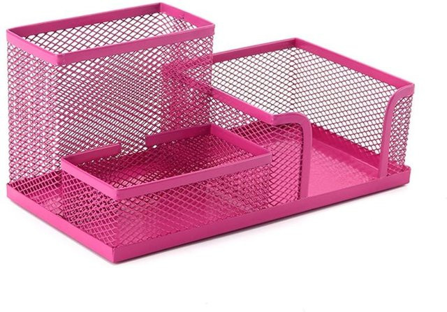 Allbestart Schreibtisch-Organizer aus Metall mit 3 oder 4 Fächern, Stifthalter in Netzoptik, Farbe: Schwarz, Silber, Grün, Lila oder Pink - Bild 1