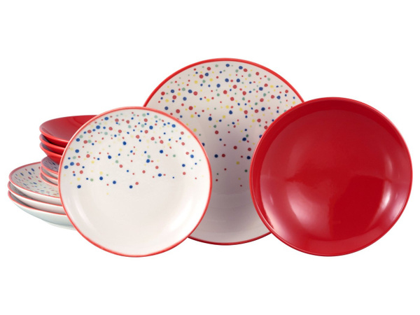 creaTable Tafelservice Joy Rot, 12-tlg. Steinzeug für 4 Personen