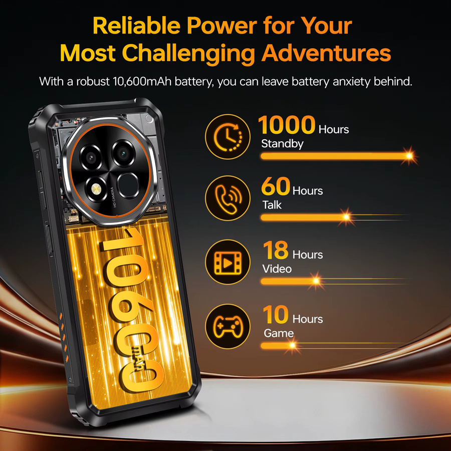 Oukitel G6 Robustes Smartphone mit 64GB Speicher, 6,52 Zoll HD-Display, 10600mAh Akku, Android, NFC und IP68/IP69K Zertifizierung - Bild 3
