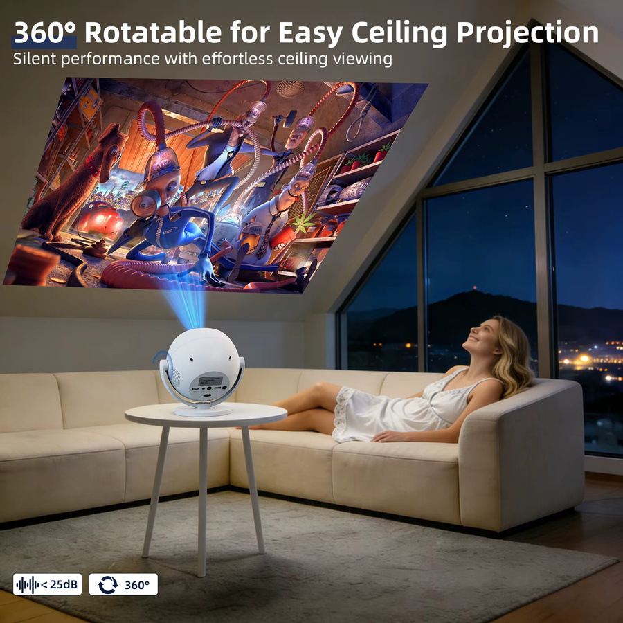 XBJ Mini-Projektor HD mit 300 ANSI LED, Bluetooth 6.0, automatischer Keystone-Korrektur, HDMI und USB in Weiß - Bild 5