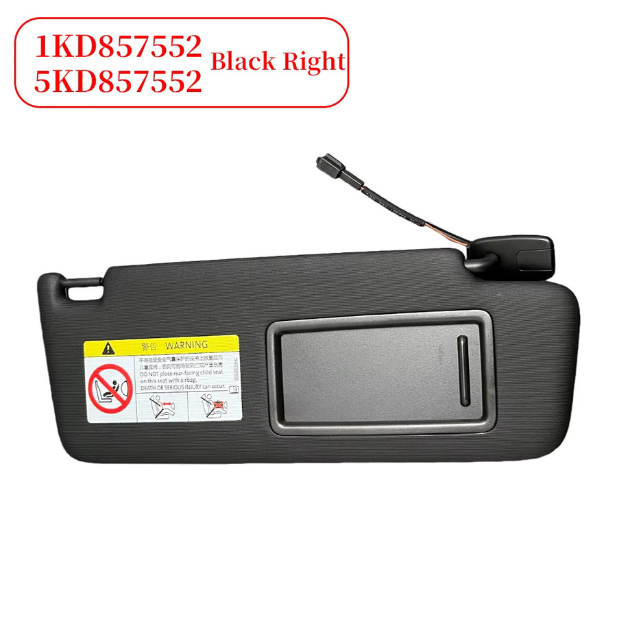 ELISHASTAR Sonnenblende vorne mit Spiegel für VW Golf 5 6, Jetta MK5, CC und Passat B6 B7, Schwarz und Grau, Teilenummer 1K0857551 1K0857552 - Bild 2
