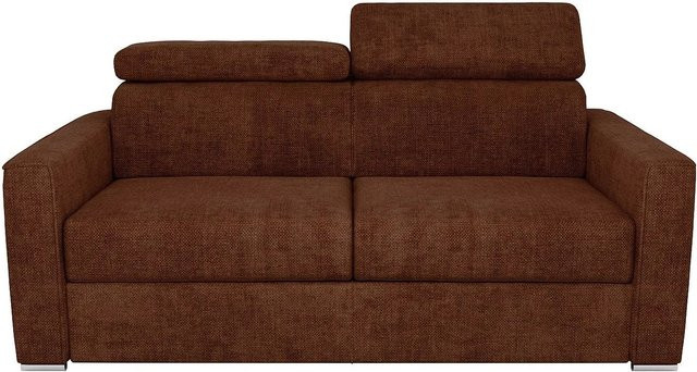 Vente-unique Schlafsofa Vizir in Terracotta mit verstellbarer Kopfstütze und Stoffbezug, Breite: 216 cm - Bild 1
