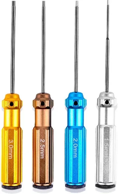 Alikote Hexagon Schraubendreher-Set aus Titan Nitrid in Gold und Multicolour für RC Hubschrauber, 4-teilig, Größen: 1,5mm, 2mm, 2,5mm, 3,0mm - Bild 1