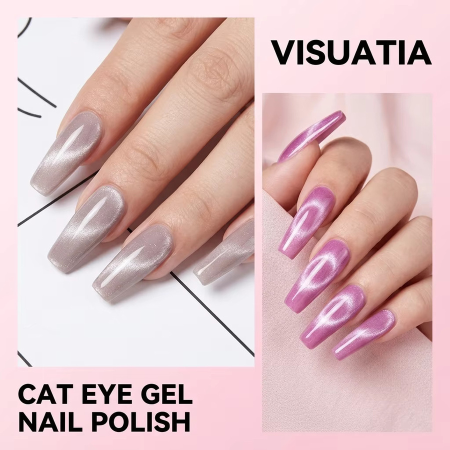 Visuatia Katzenauge Gel-Nagellack-Set, 6 Farben, Lila, Schimmernd - Bild 2