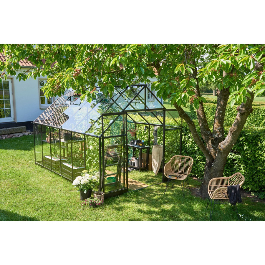 Halls Gewächshaus Qube+ QUBE 8 in Schwarz mit Sicherheitsglas und Aluminiumrahmen, 9,9 m² - Bild 2