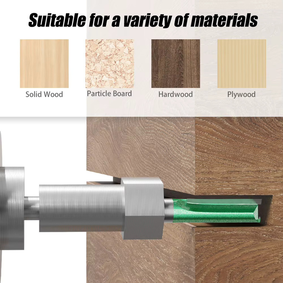 JGZUI Wolfram Hartmetall Router Bit Gerade mit Doppelflöte für Holz, Schaft: 8 mm, Durchmesser: 3 mm bis 20 mm - Bild 2