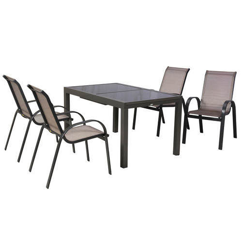 MERXX Gartenmöbel-Diningset Amalfi, 5-teilig, Aluminium und Glas, braun - Bild 2