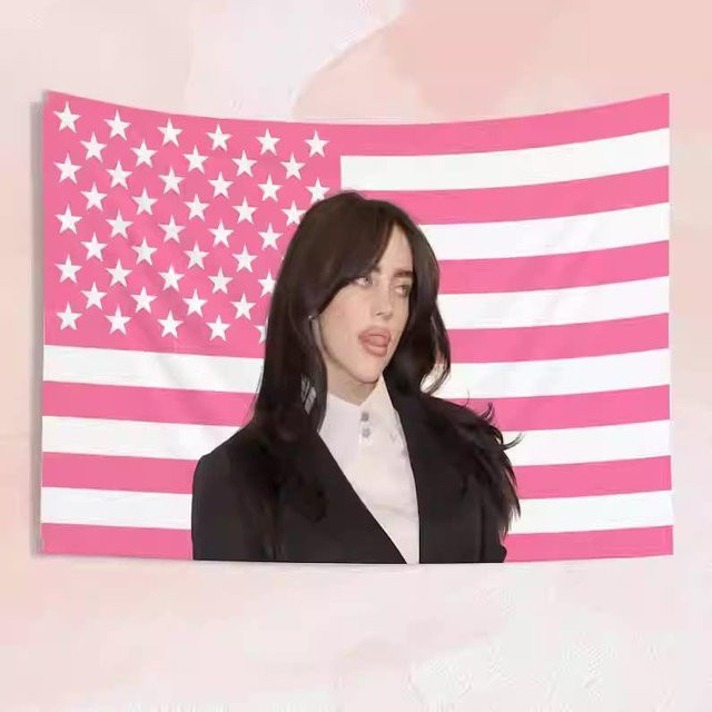 Wandteppich von JMG Household Supplies im Billie Eilish Stil, moderner Grafikdruck in Pink, B/H: 40 x 60 cm - Bild 1
