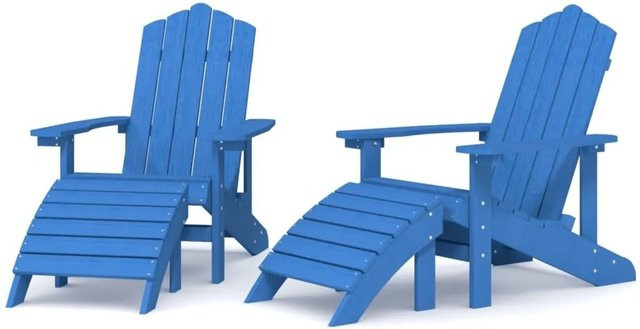 Furnicato Adirondack Gartenstuhl Set mit Hockern aus HDPE in Aquamarin Blau - Bild 1
