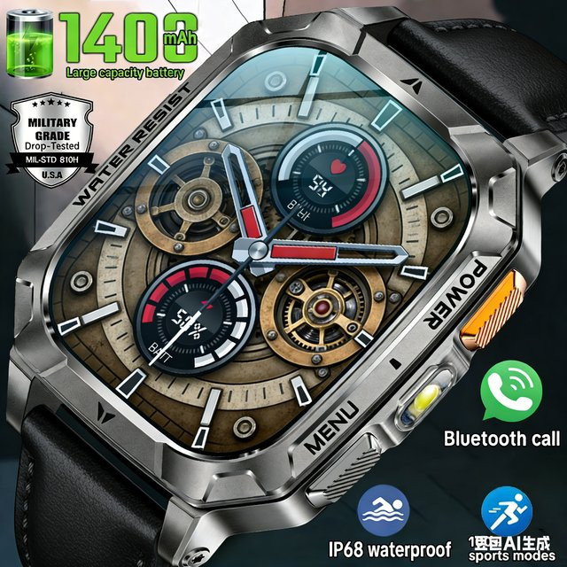 BOXUXING Smartwatch, Grau, Herren, Bluetooth, Wasserdicht - Bild 1