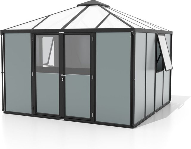 Vitavia Gerätehaus Universum in Schwarz und Salbeigrün mit einer Fläche von 10,2 m², B/T/H: 321,5 x 317 x 264,5 cm - Bild 1
