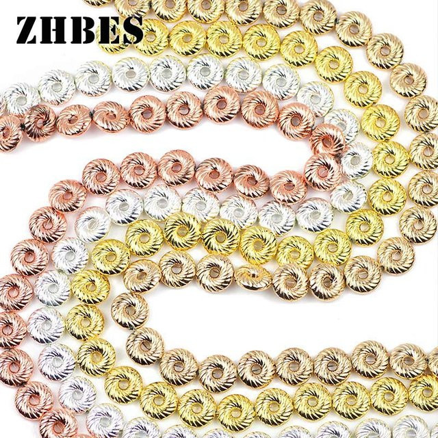 ZHBES Hämatit Perlen, Naturstein, Runde Kreis Donuts, 10 mm, Unisex - Bild 1